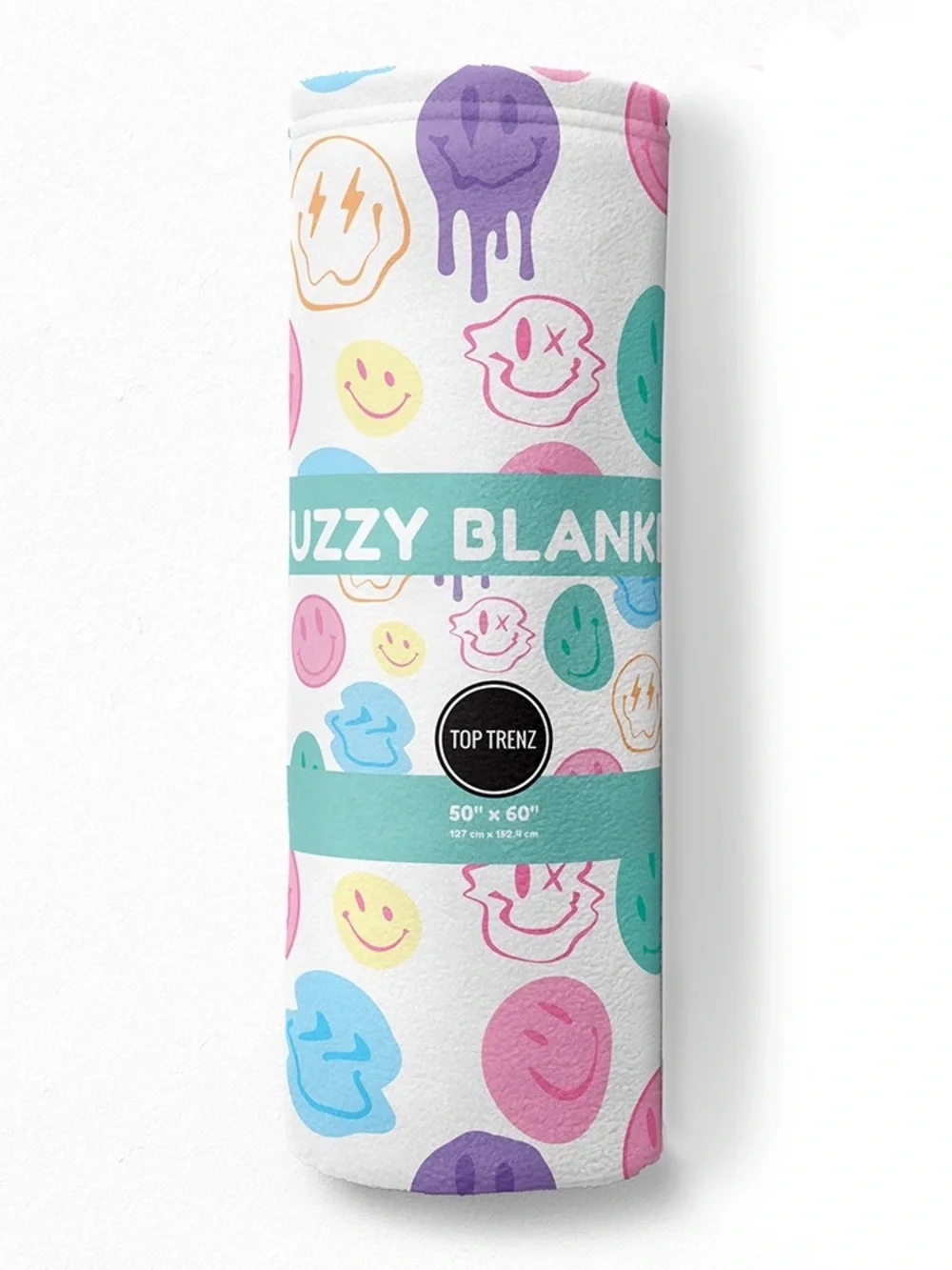 Top Trenz Happy Sherbet Fuzzy Throw Blanket Smiley face giveaway goody bag